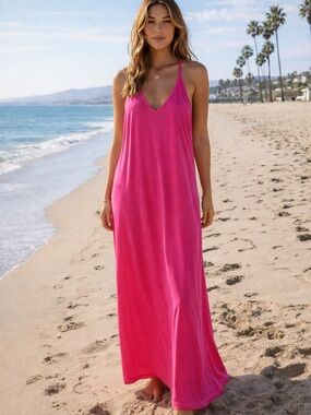Monrow Hot Pink Maxi Dress